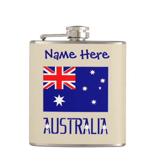 Australia Australian Flag Blue Personalized  Flask (Front)