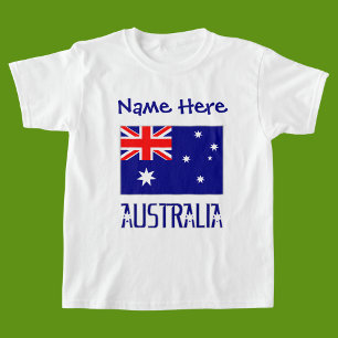 Australia Australian Flag Blue Personalized Girl's T-Shirt