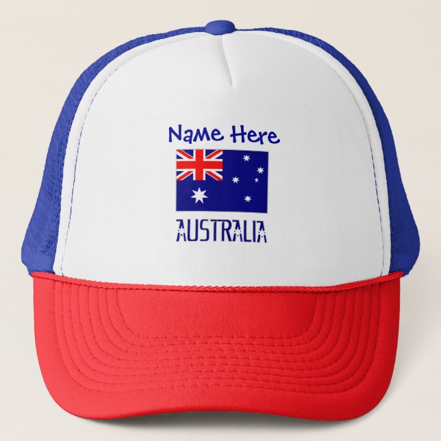 Australia Australian Flag Blue Personalized Trucker Hat (Front)
