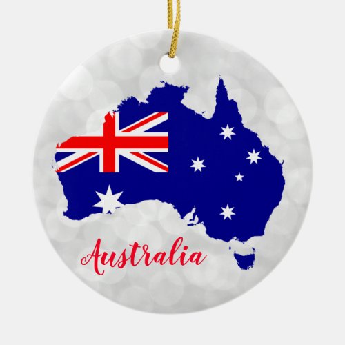 Australia Australian Flag Map Christmas Ceramic Ornament