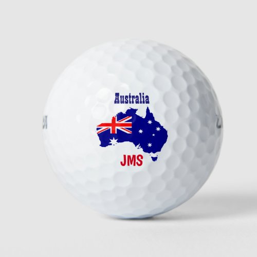 Australia Australian Flag Map Monogram Initials Golf Balls