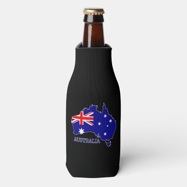 Australia Australian Flag Map Travel Bottle Cooler (Bottle Front)