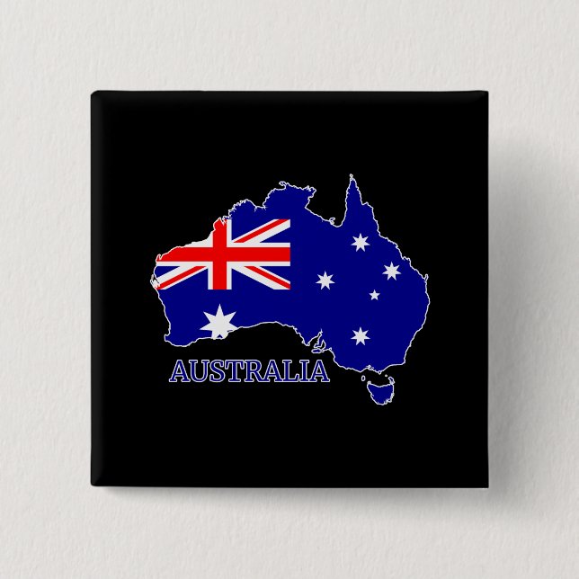 Australia Australian Flag Map Travel Button (Front)