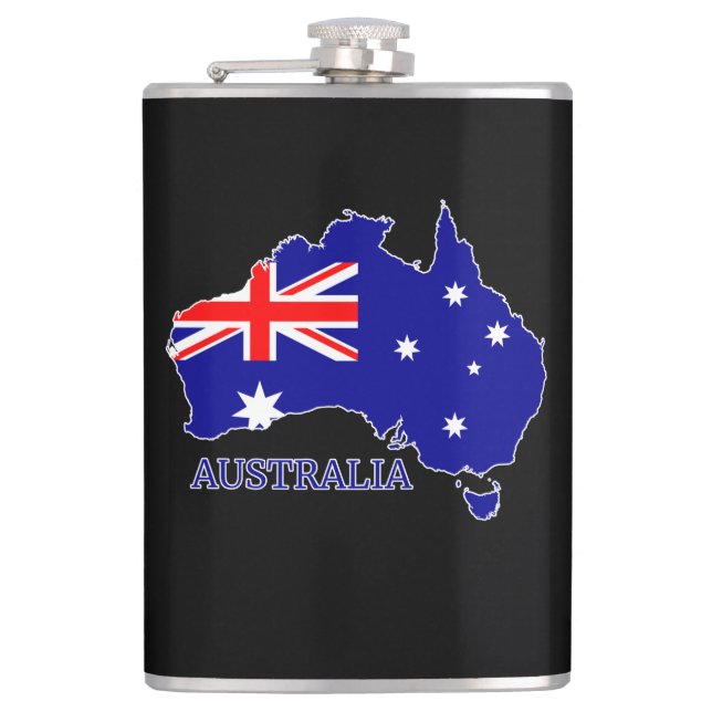 Australia Australian Flag Map Travel Flask (Front)