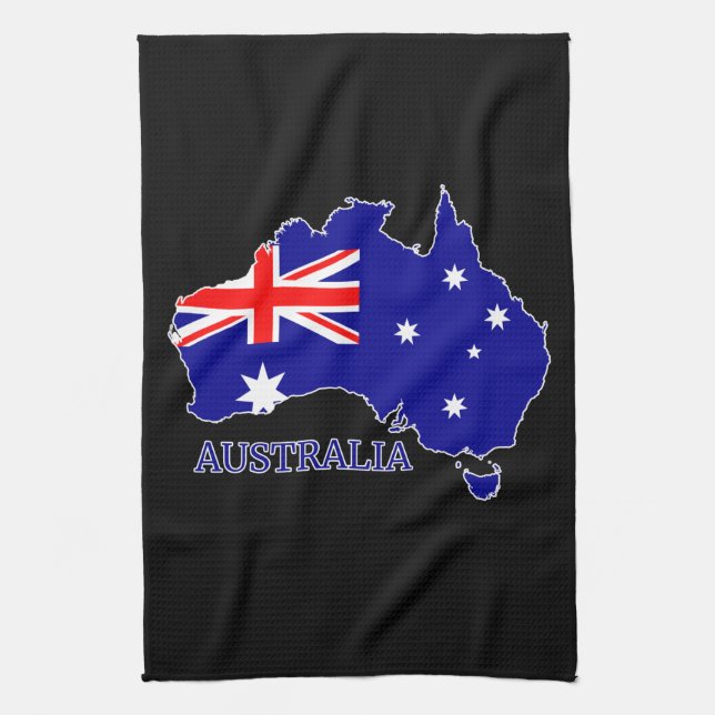 Australia Australian Flag Map Travel Kitchen Towel (Vertical)