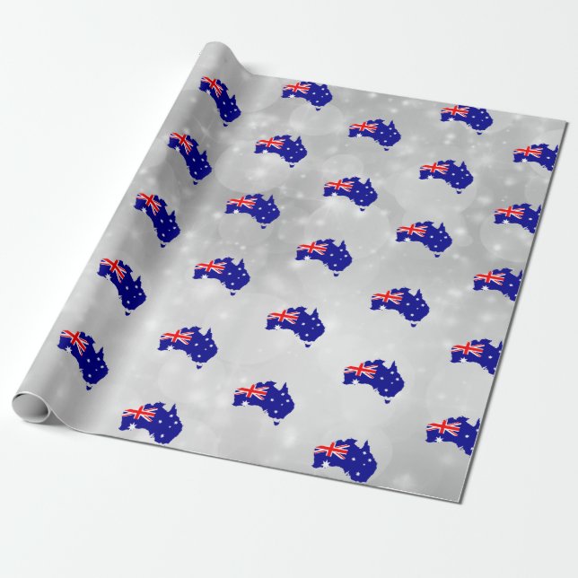 Australia Australian Flag Map Wrapping Paper (Unrolled)