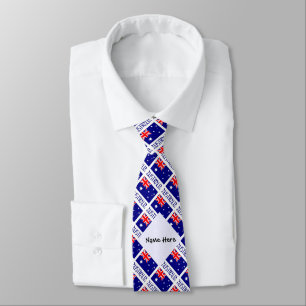 Australia Australian Flag Tiled Black Personalized Neck Tie