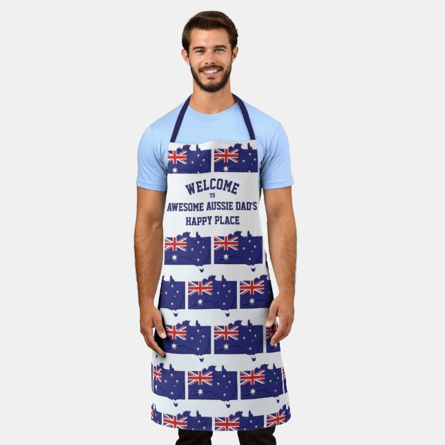 Australia AWESOME AUSSIE DAD Happy Place Apron (Worn)