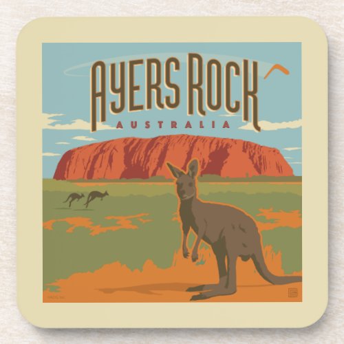 Australia  Ayers Rock Kangaroos Beverage Coaster