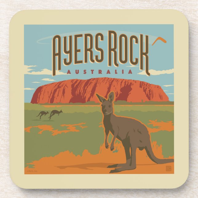 Australia | Ayers Rock Kangaroos Beverage Coaster (Front)