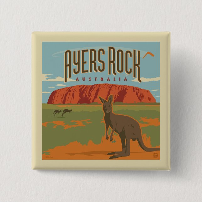 Australia | Ayers Rock Kangaroos Button (Front)
