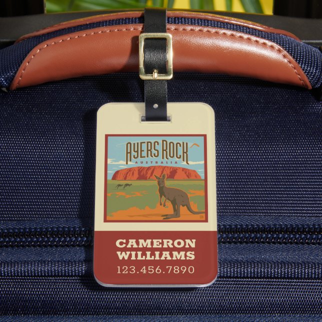 Australia | Ayers Rock Kangaroos Luggage Tag (Front Insitu 2)