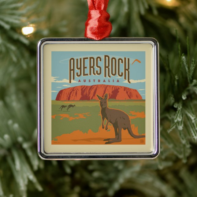 Australia | Ayers Rock Kangaroos Metal Ornament (Tree)