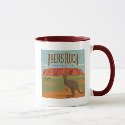 Australia  Ayers Rock Kangaroos Mug