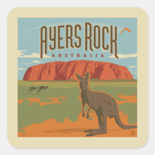 Australia Ayers Rock Kangaroos Square Sticker