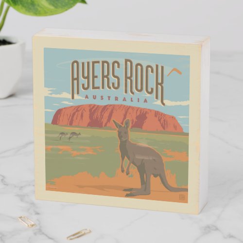 Australia  Ayers Rock Kangaroos Wooden Box Sign