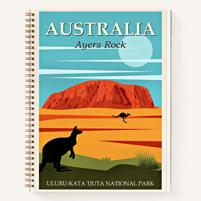 Australia, Ayers Rock, vintage travel poster Notebook (Front)