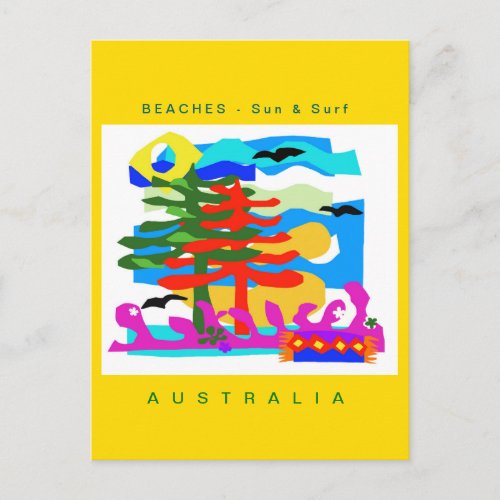 Australia _ BEACHES _ Sun  Surf  _ Yellow Postcard