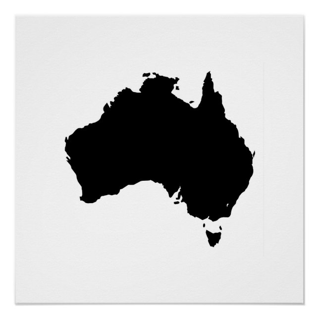 Australia Black Silhouette Map Poster (Front)
