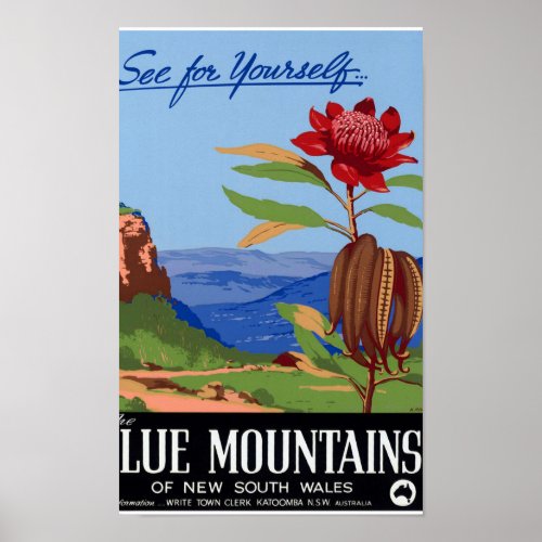 Australia Blue Mountains Restored Vintage Poster