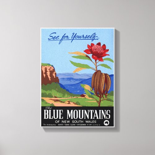 Australia Blue Mountains Restored Vintage Poster Canvas Print