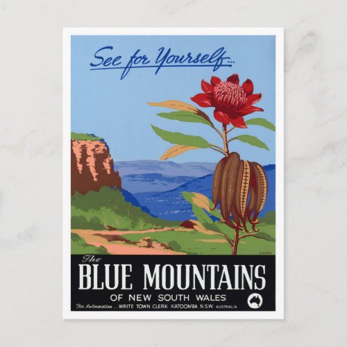 Australia Blue Mountains Restored Vintage Poster Postcard