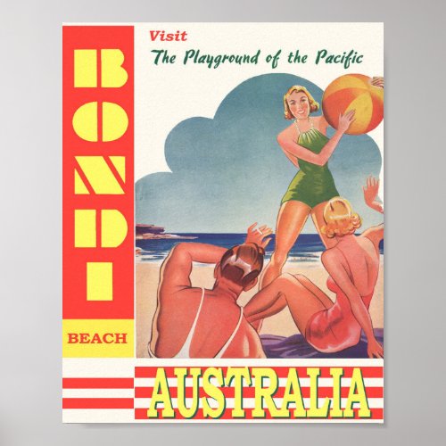 Australia Bondi Beach Travel Poster