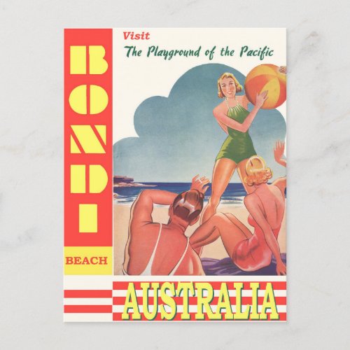 Australia Bondi Beach Vintage Travel Postcard