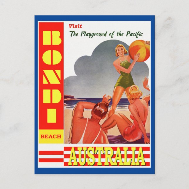 Australia Bondi Beach Vintage Travel   Postcard (Front)