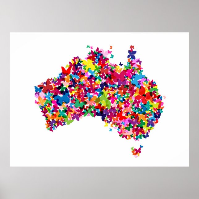 Australia Butterfly Map Poster (Front)