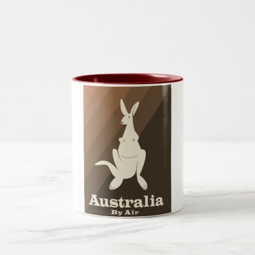 Australia By Air Kangaroo travel poster Two_Tone Coffee Mug