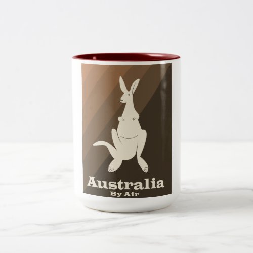 Australia By Air Kangaroo travel poster Two_Tone Coffee Mug