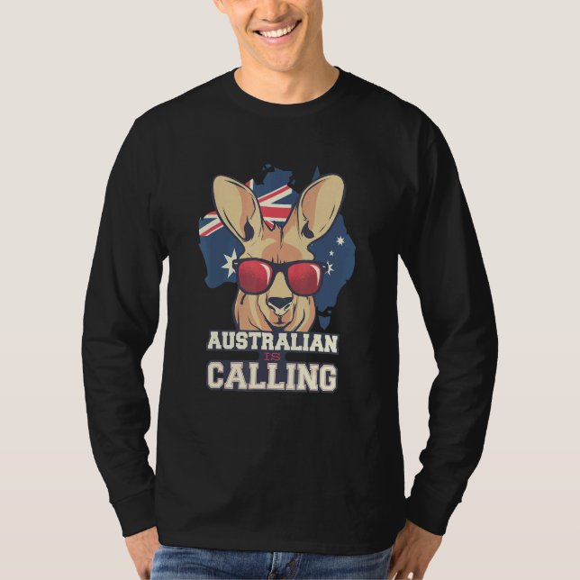 Australia Calling   Down Under Cute Kangaroo T-Shirt (Front)