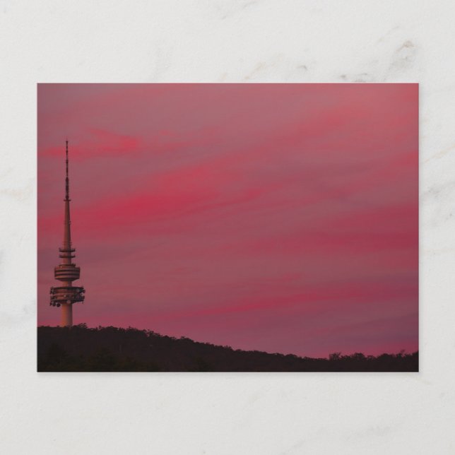 Australia - Canberra - Telstra Tower - Pink Sky Postcard (Front)