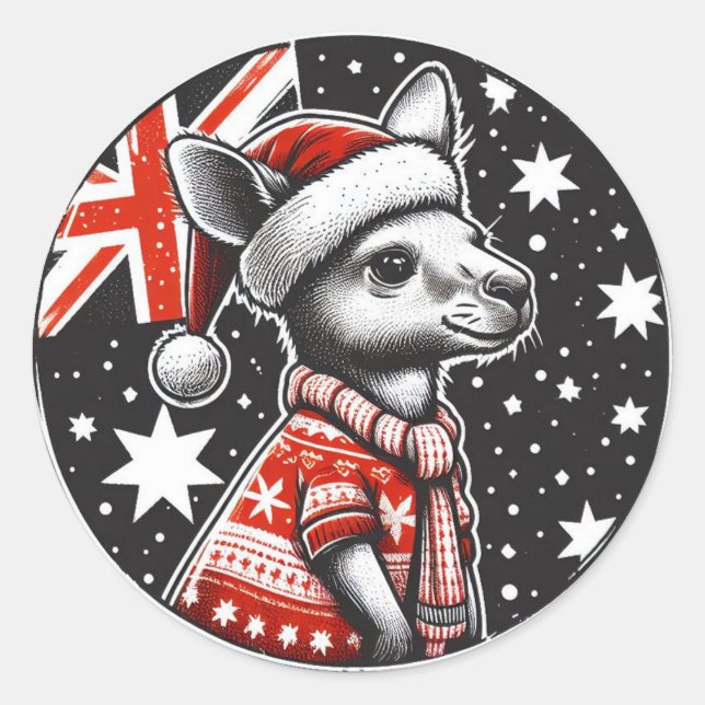 AUSTRALIA CHRISTMAS CLASSIC ROUND STICKER (Front)