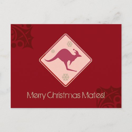 Australia Christmas kangaroo funny road sign Holiday Postcard