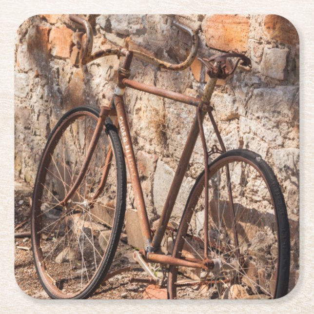Australia, Clare Valley, Sevenhill, old bicycle Square Paper Coaster (Front)