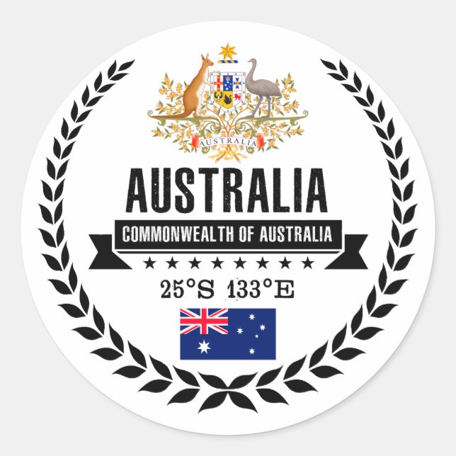 Australia Classic Round Sticker (Front)