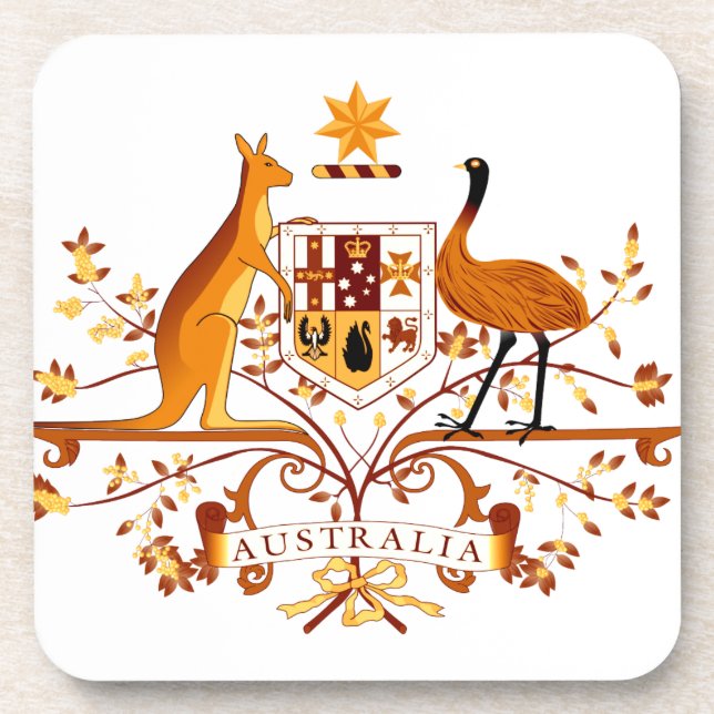 Australia COA Brown Beverage Coaster (Front)