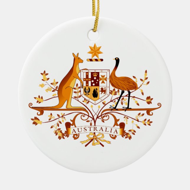 Australia COA Brown Ceramic Ornament (Front)