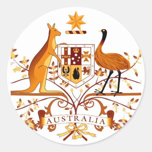 Australia COA Brown Classic Round Sticker