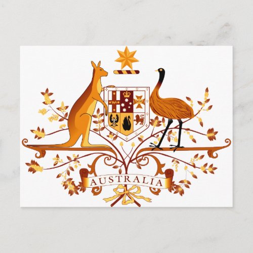Australia COA Brown Postcard