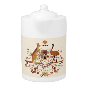 Australia Coat of Arms Brown Tint Teapot