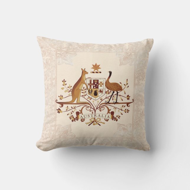 Australia Coat of Arms Brown  Tint  Throw Pillow (Front)