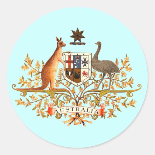 australia coat of arms classic round sticker