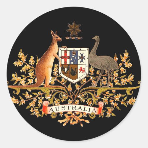 australia coat of arms classic round sticker