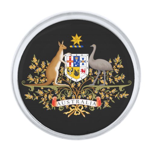 australia coat of arms silver finish lapel pin