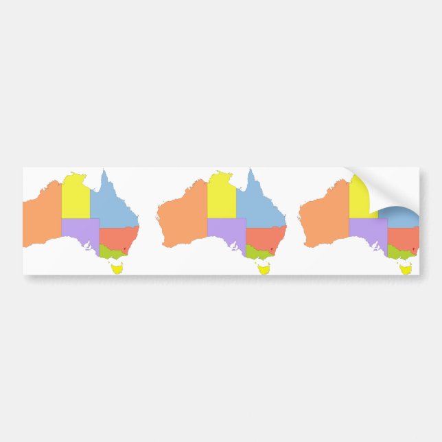 Australia Color Map, Australia Bumper Sticker (Front)