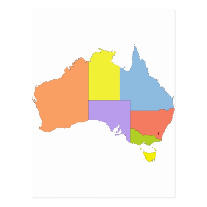 Australia Color Map, Australia Post Card