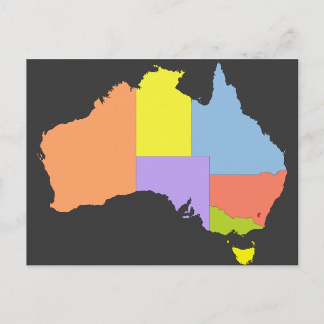Australia Color Map, Australia Postcard (Front)